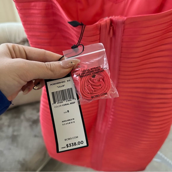BRAND NEW CORAL REEF BCBG LILLIE BODYCON STRAPLESS DRESS - Picture 9 of 13